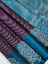 Plum Purple Soft Silk Saree with Peacock Blue Pallu